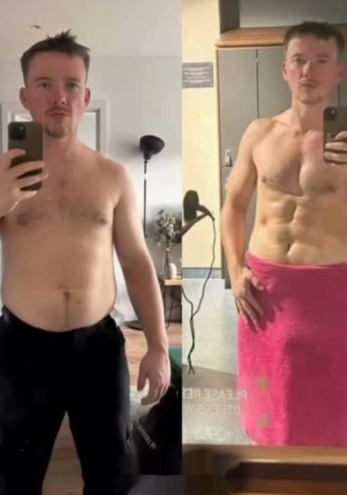 Client before and after, mirror selfies