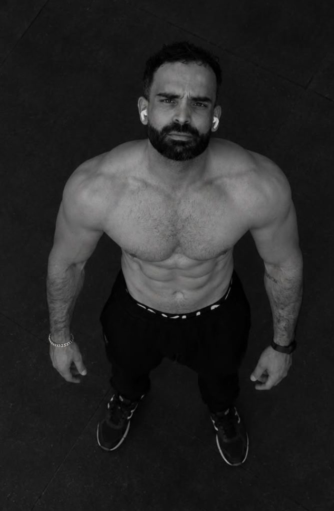 Motez Tamboura, personal trainer, photographed from above in the gym